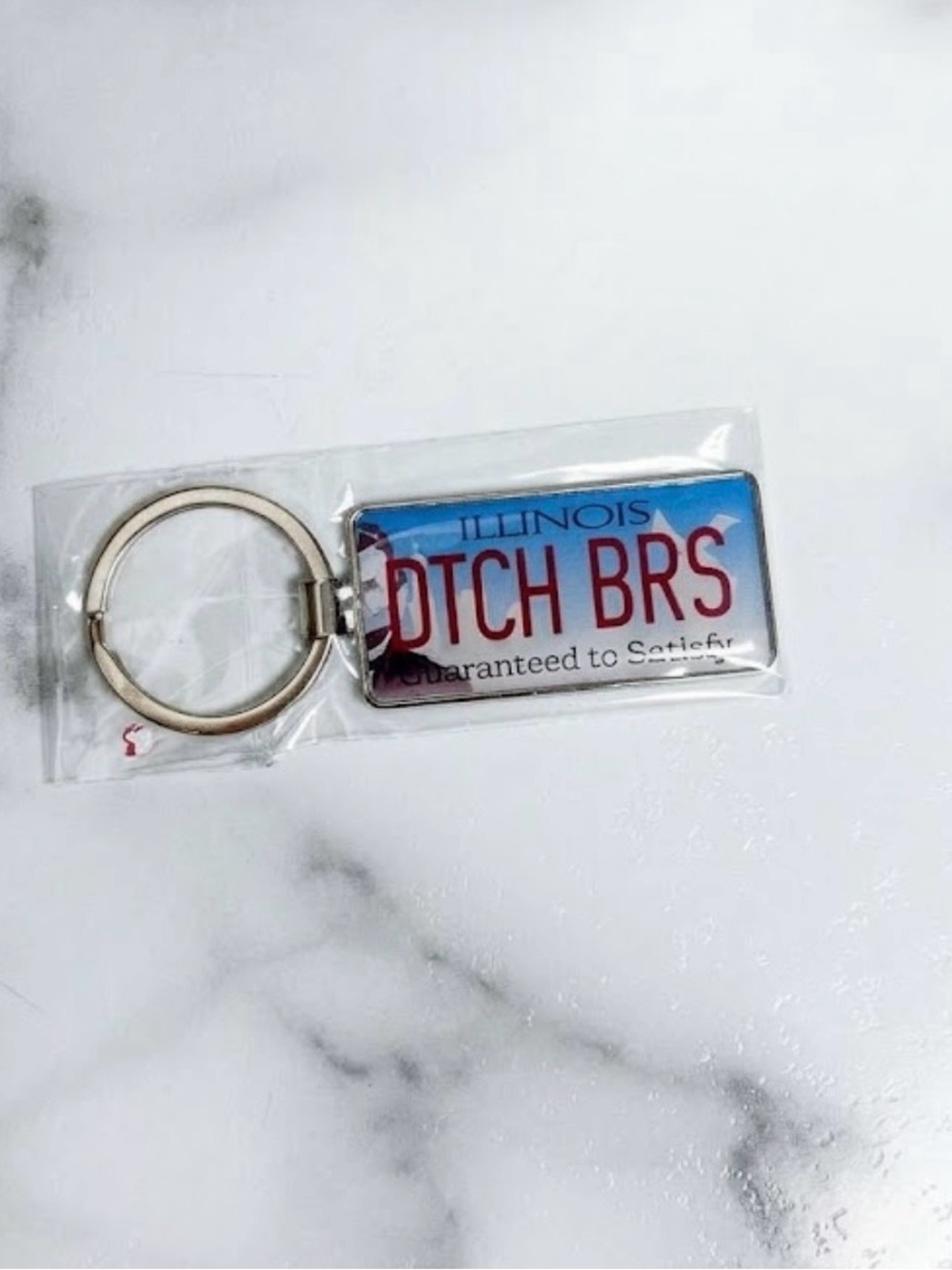 Dutch Bros Blue & Red Illinois License Plate Keychain